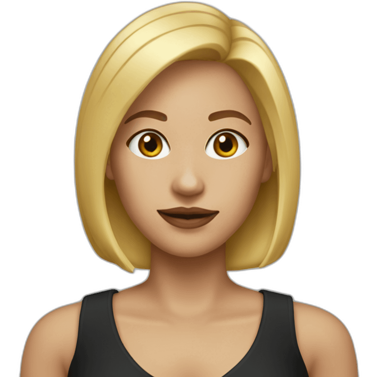 it woman blonde Bob hairstyle no glasses black outfit emoji