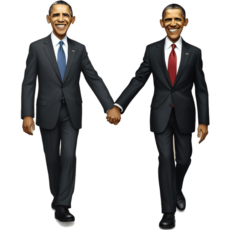 Obama and Michel hand in hand  emoji