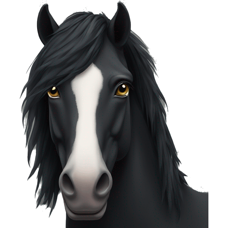 face of black horse with a small star on it's forehead emoji