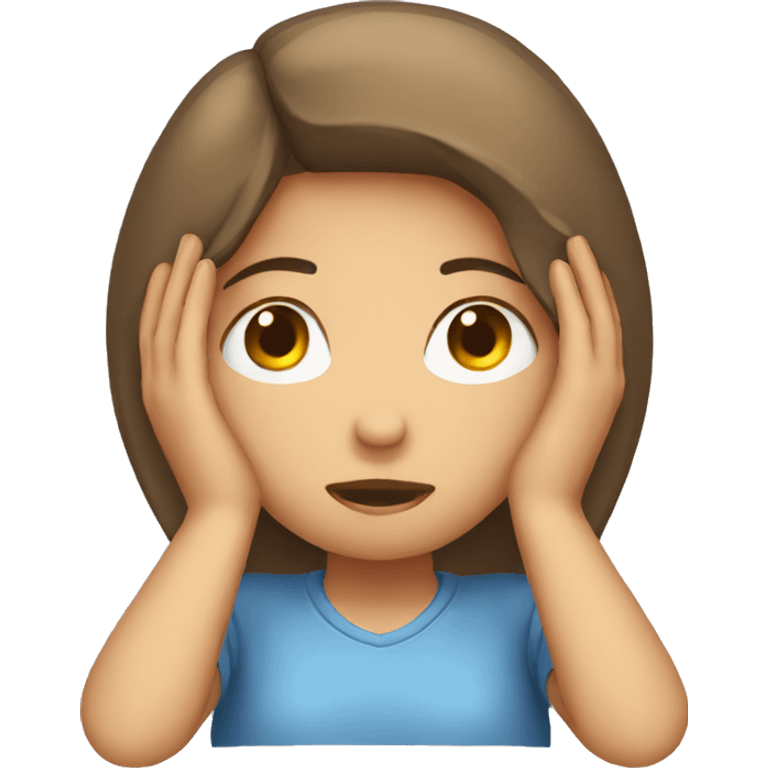 an girl holding his head because of stress emoji