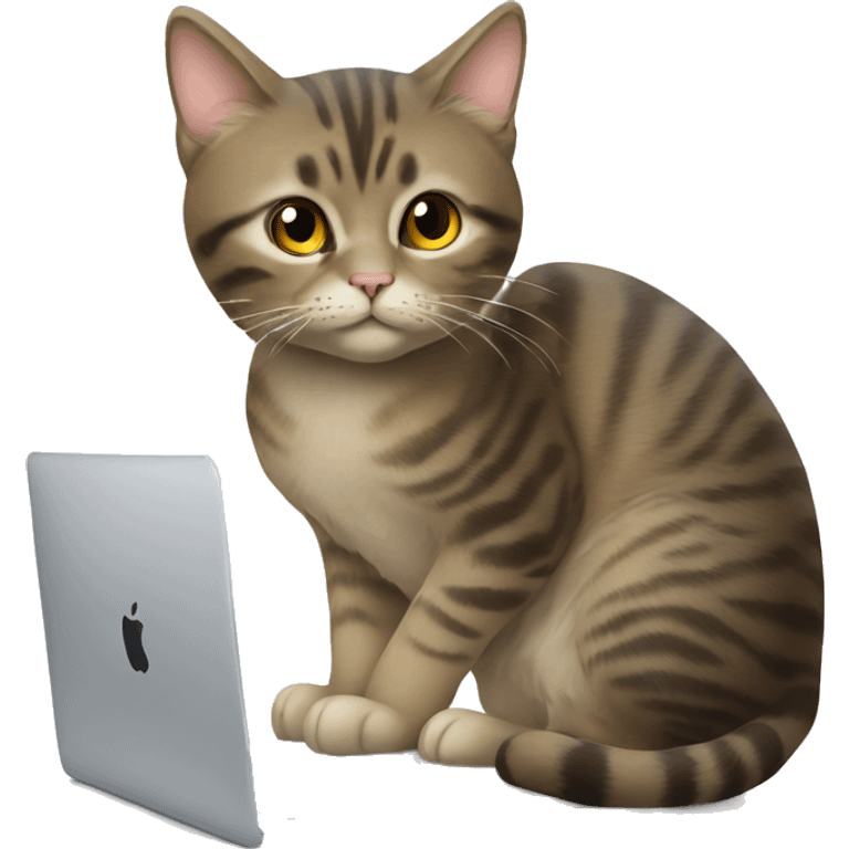 cat with mac book emoji