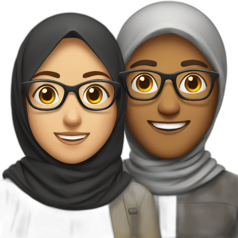 young man with glasses and woman with hijab holiday trips emoji