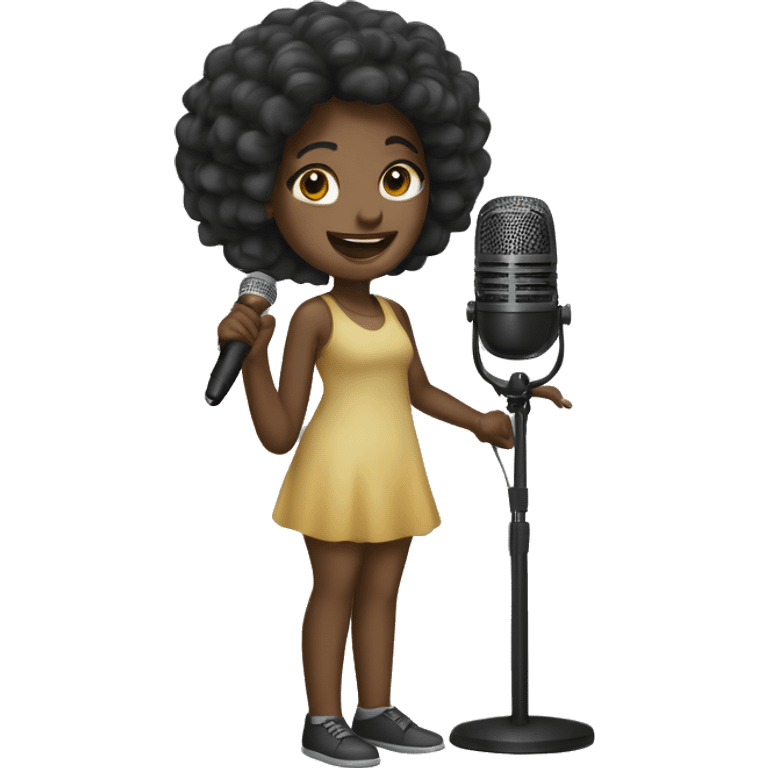 Black girl with microphone emoji