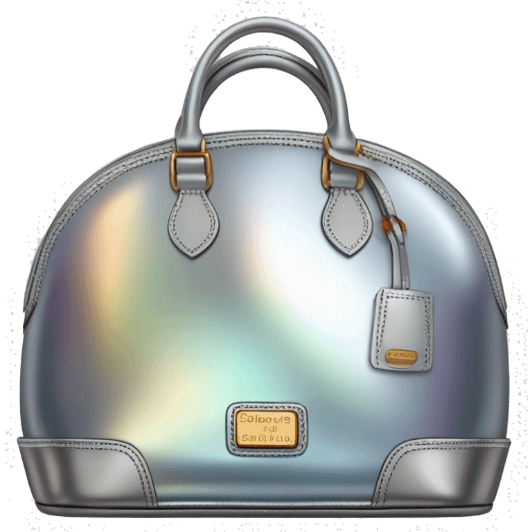 Realistic silver iridescent dome shaped Dooney and Bourke satchel purse isolated.  emoji