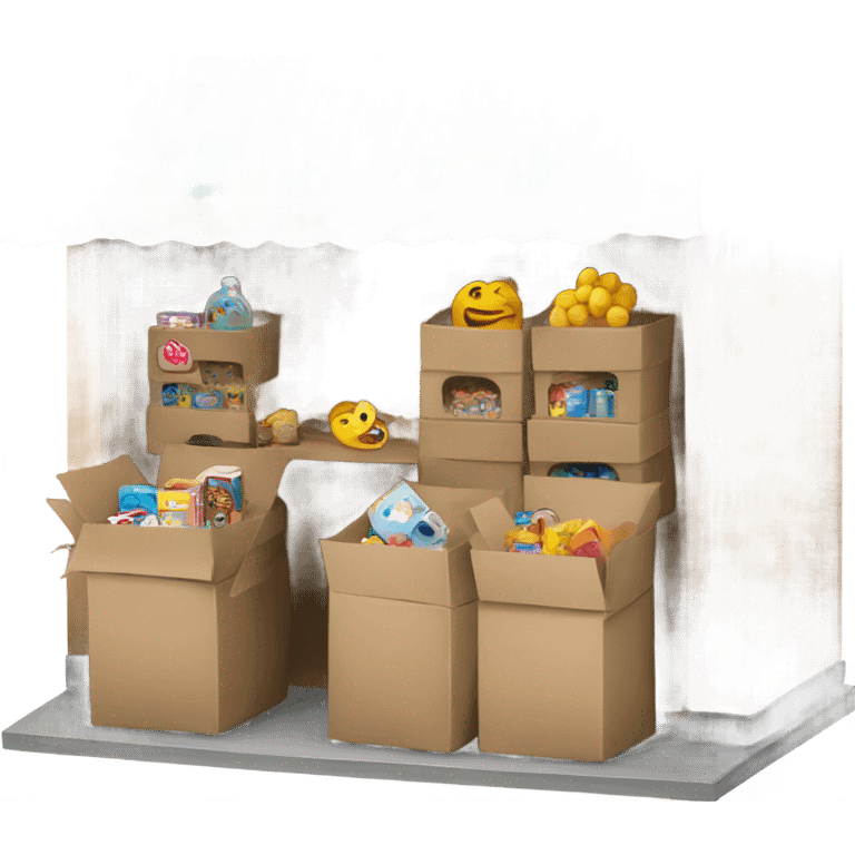 a stall that sells toys packaged in boxes emoji