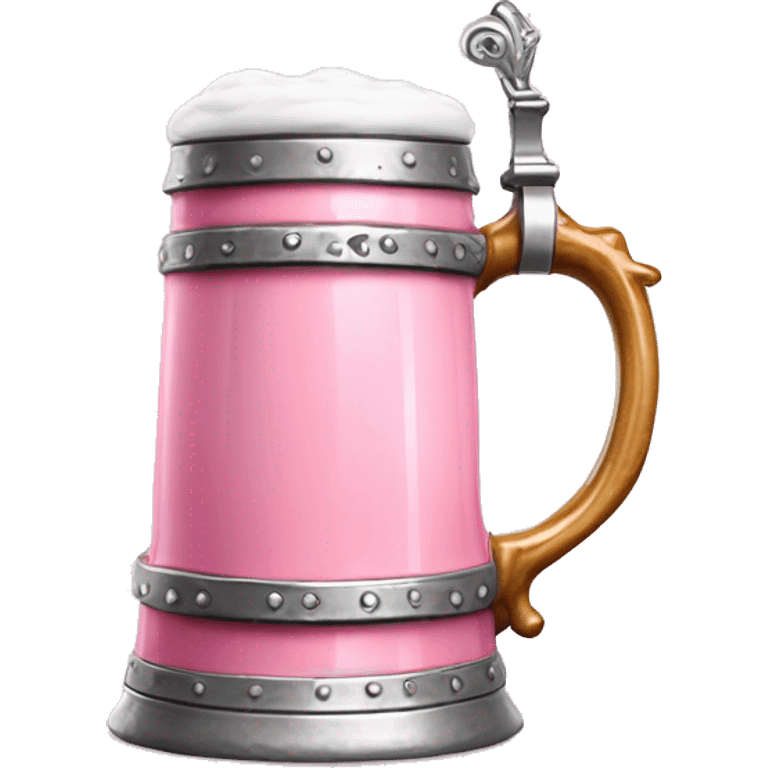 Realistic isolated pink ceramic and metallic silver oktoberfest beer stein. emoji