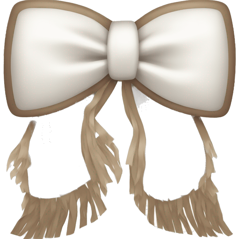 White bow with brown fluffy fringe emoji