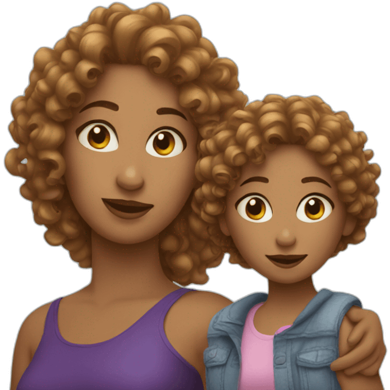 curly woman with her two daughters emoji