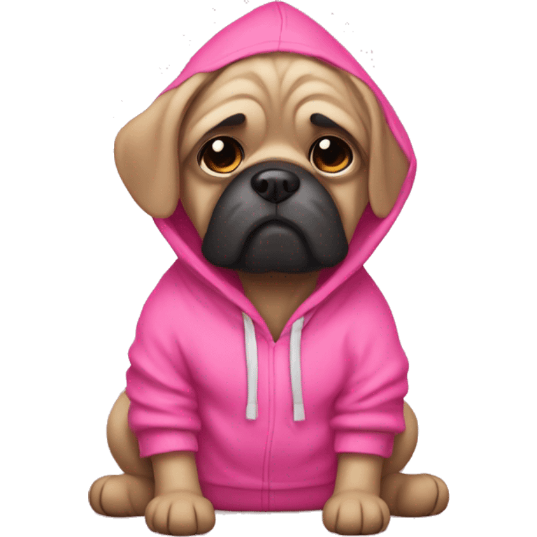 Mops in pink hoodie  emoji