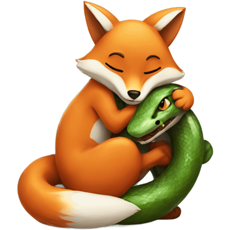 fox hugs snake emoji