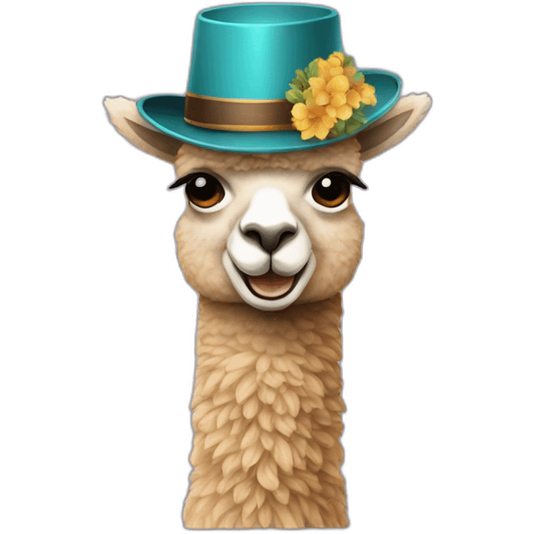 alpaca with a zylinder as hat emoji