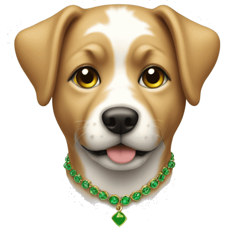 Dog with green necklace  emoji