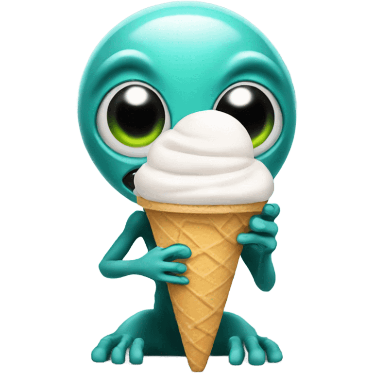 Alien eating ice cream emoji