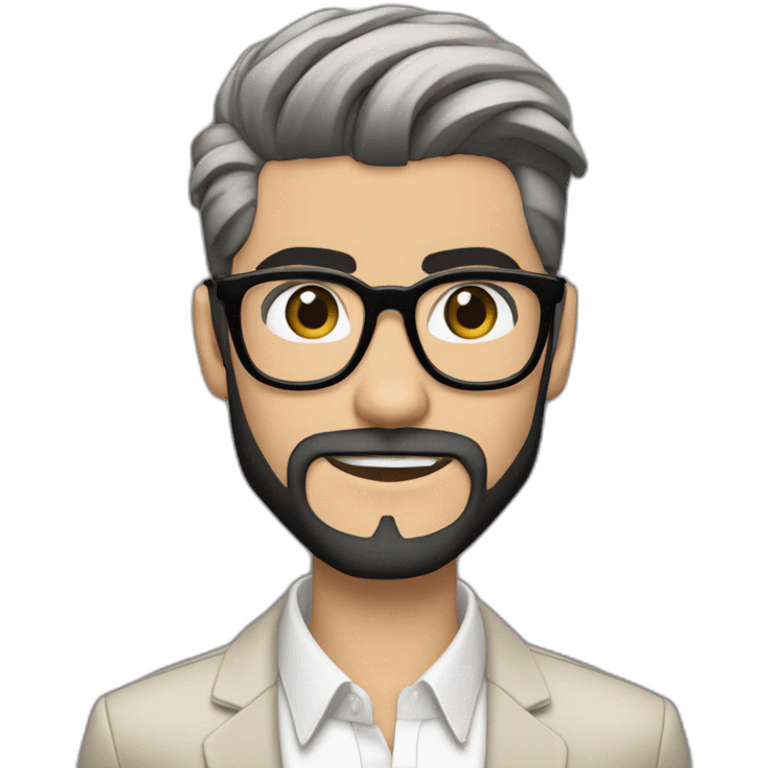 a dashing zayn malik with a perfectly groomed black beard and sleek black hair, confidently sporting a stylish pair of spectacles emoji