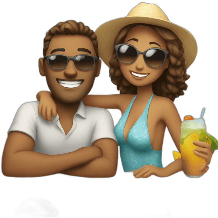 happy couple on vacation emoji