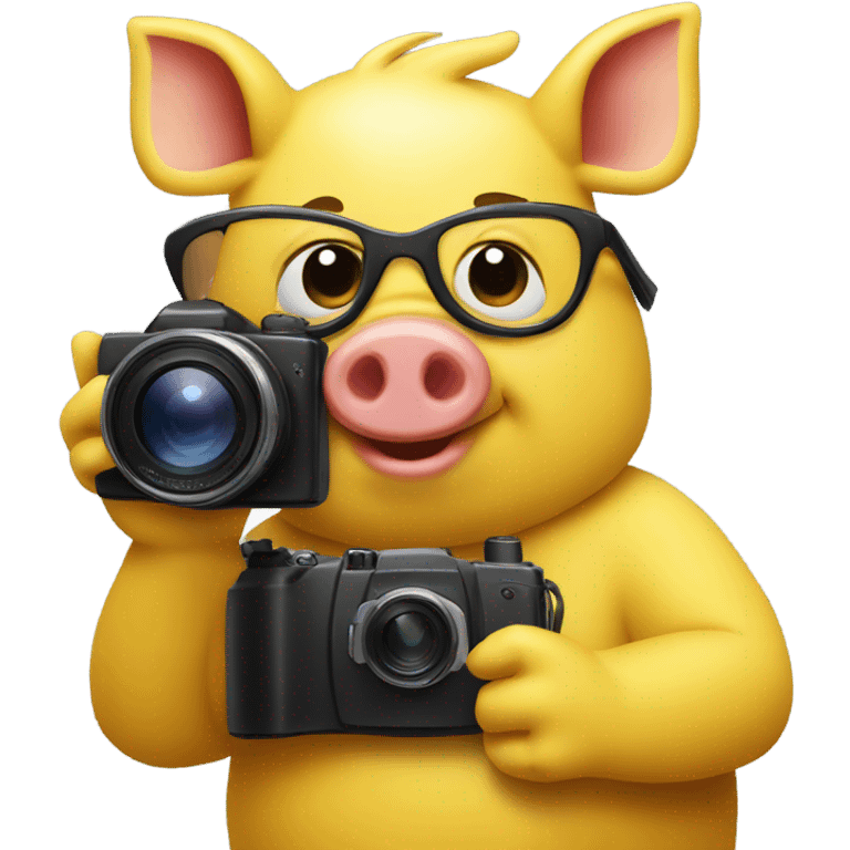 Yellow pig taking picture emoji