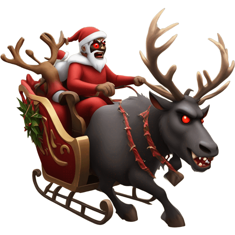 Satan’s sleigh pulled by 8 scary reindeer  emoji