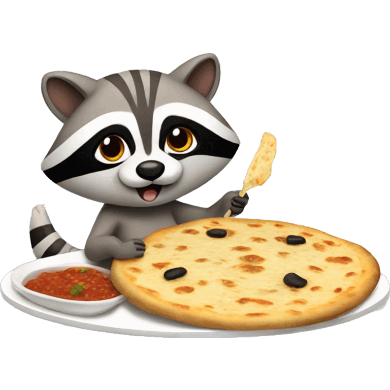 Raccoon eating a pupusa emoji