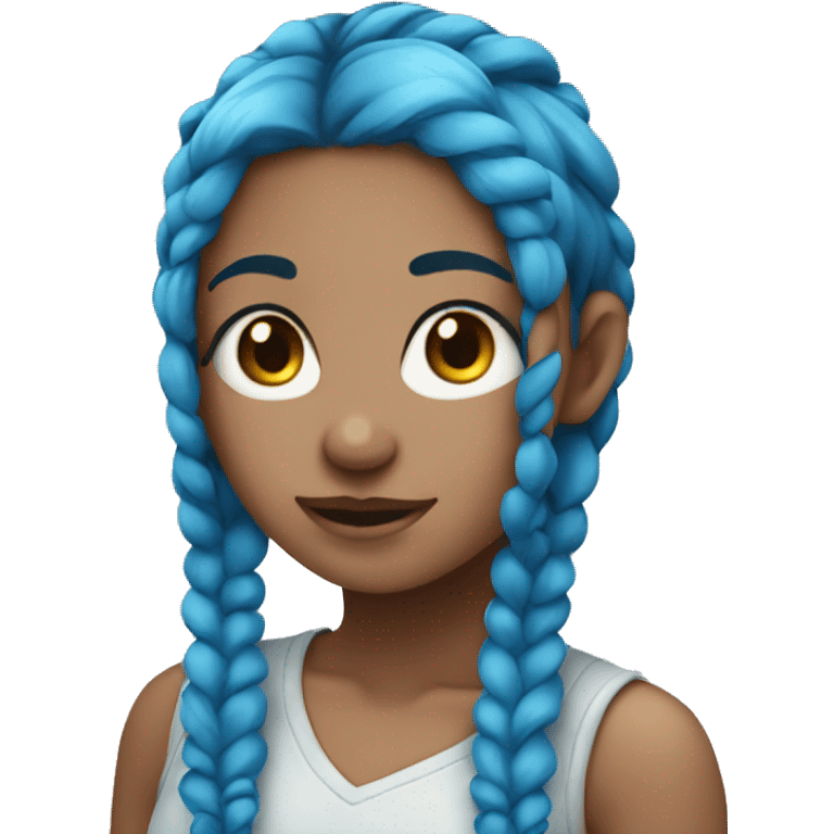 Blue haired girl with two long braids emoji