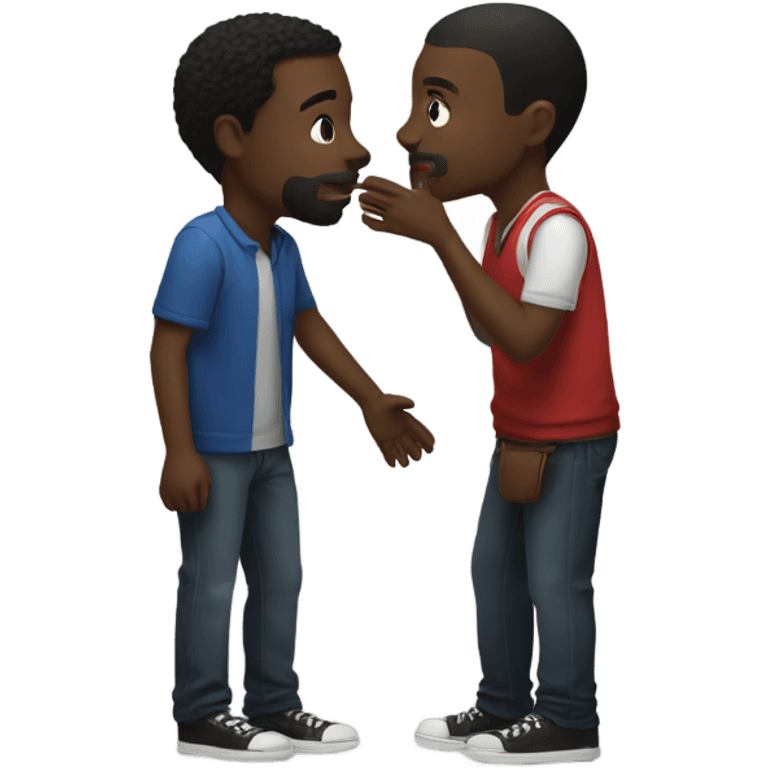 black man kissing another black man emoji