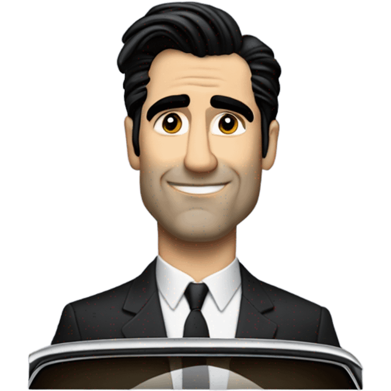 collin farrel in a suit driving retro car emoji