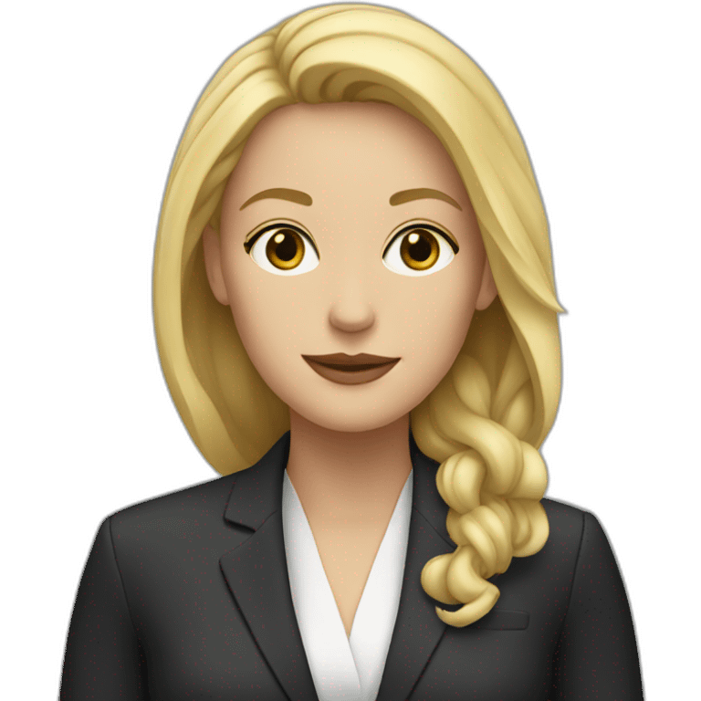 White woman in suite emoji