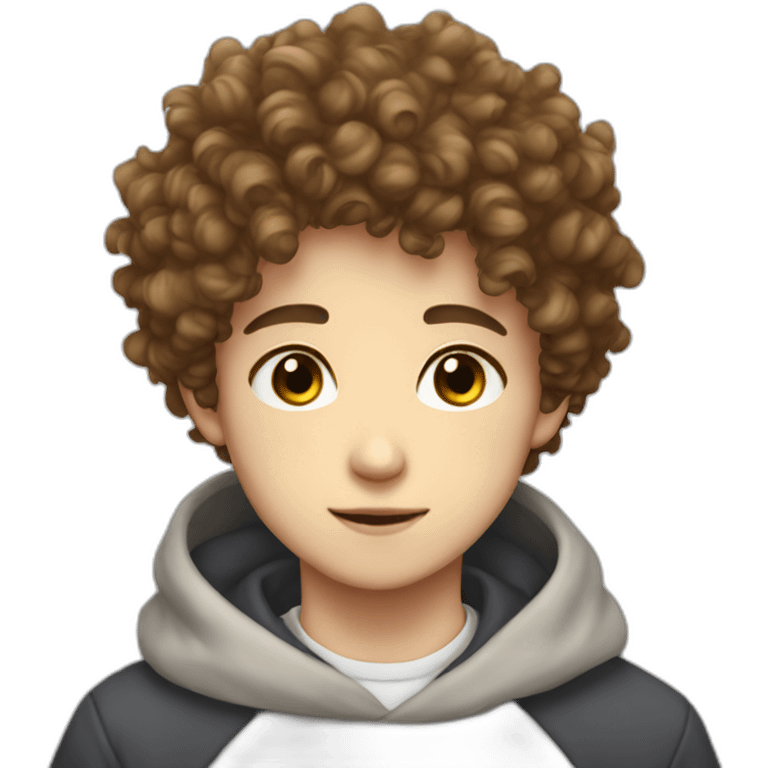 Boy curly hair, anime sweater emoji