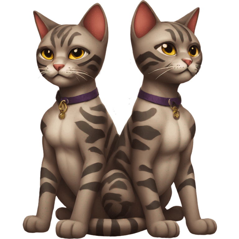 two muscular cats with lucky 13 tattoos emoji