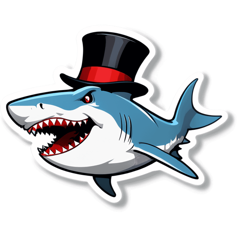 Shark with a top hat emoji