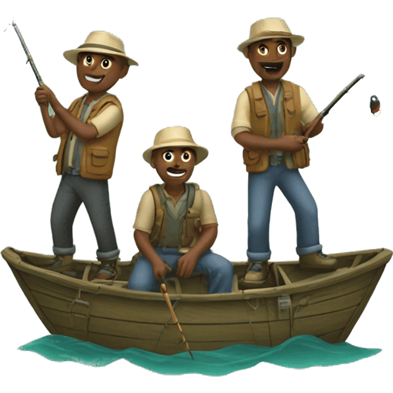 Three guys fishing emoji