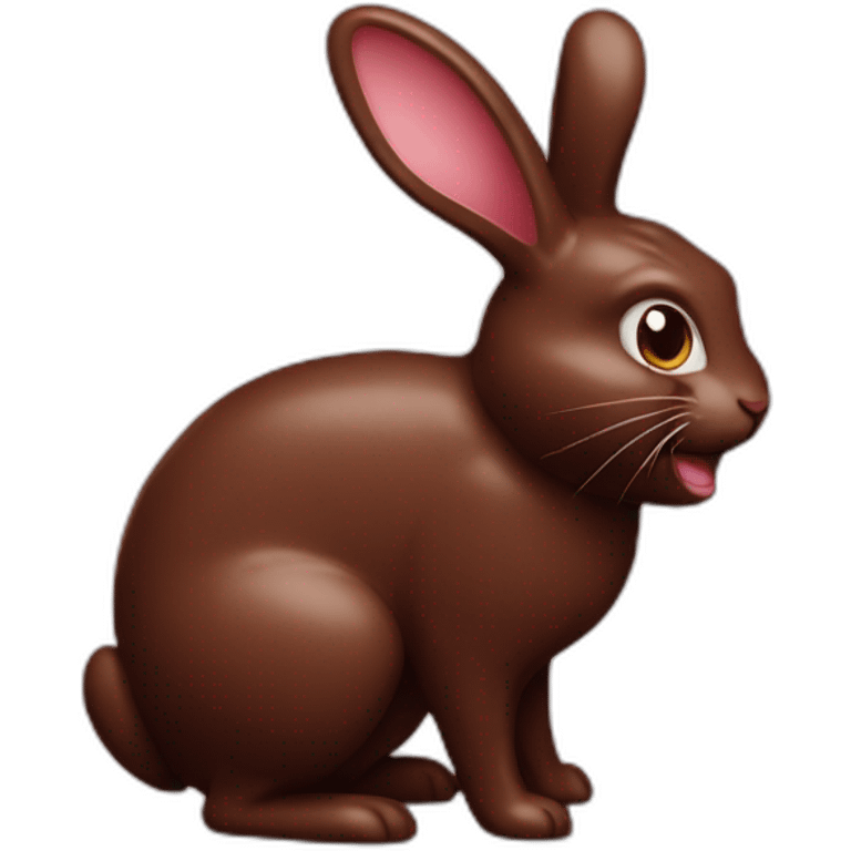 Chocolate rabbit with a bitten tail emoji