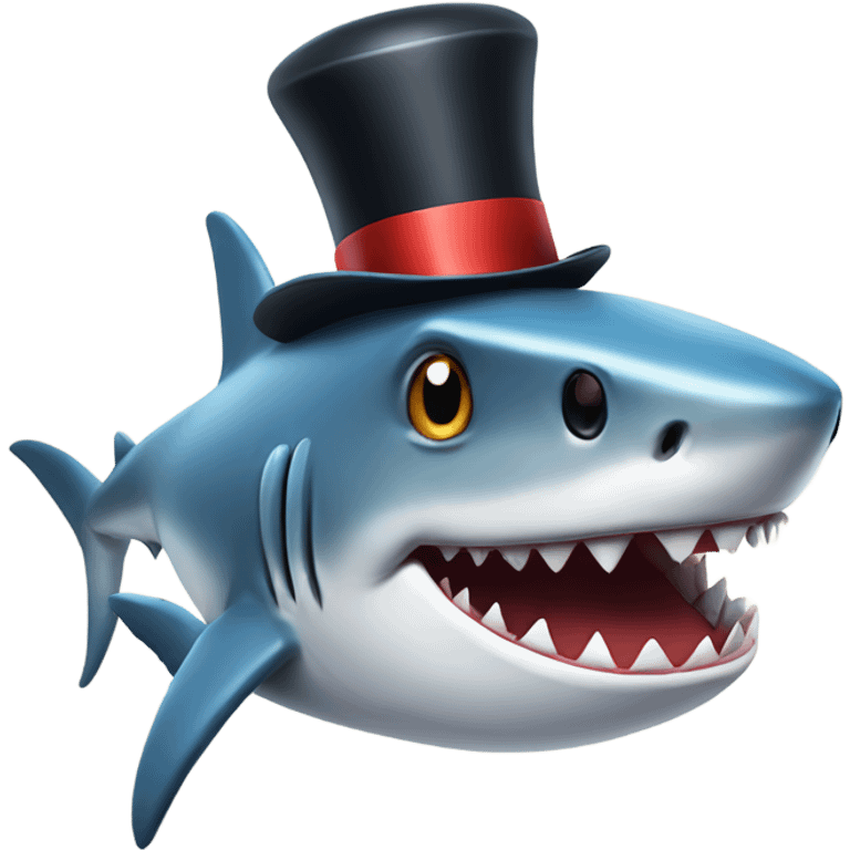 Shark with a top hat emoji