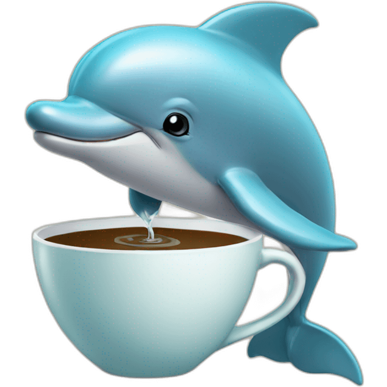 dolphin drinks coffee emoji