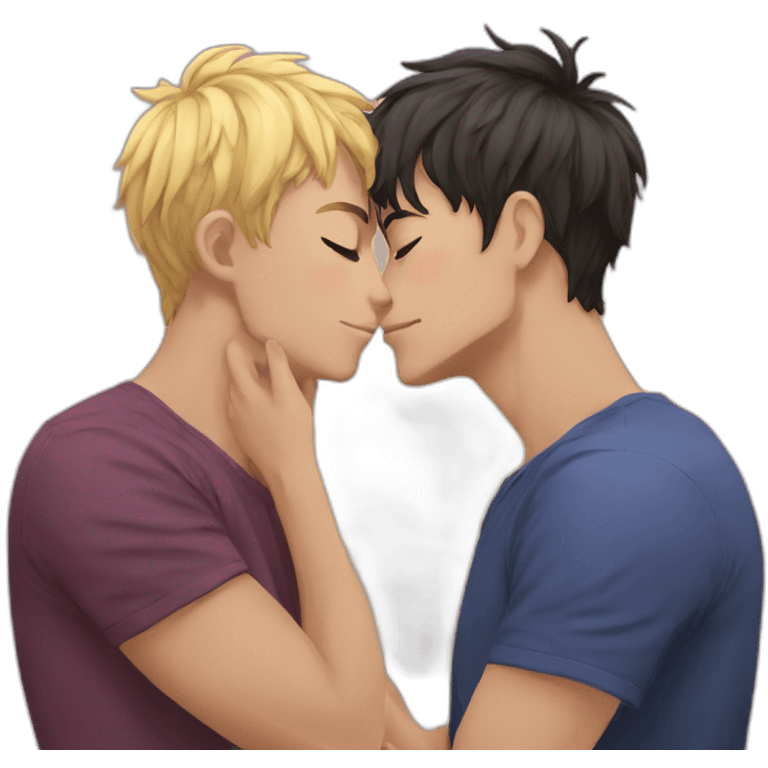 gay anime dudes kissing emoji