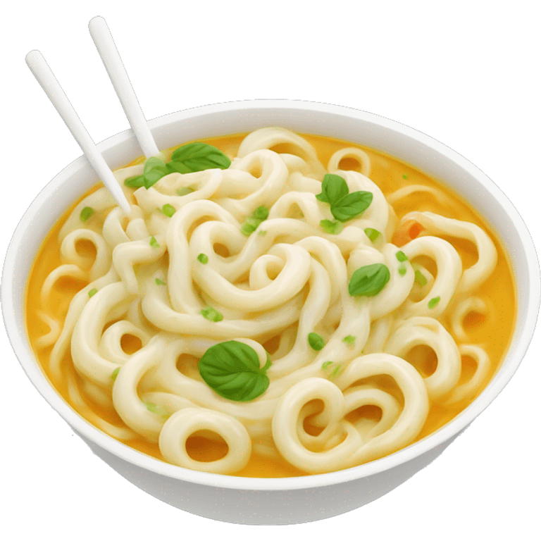 Noodly noodle soup with some cheese and some cream sauce  emoji