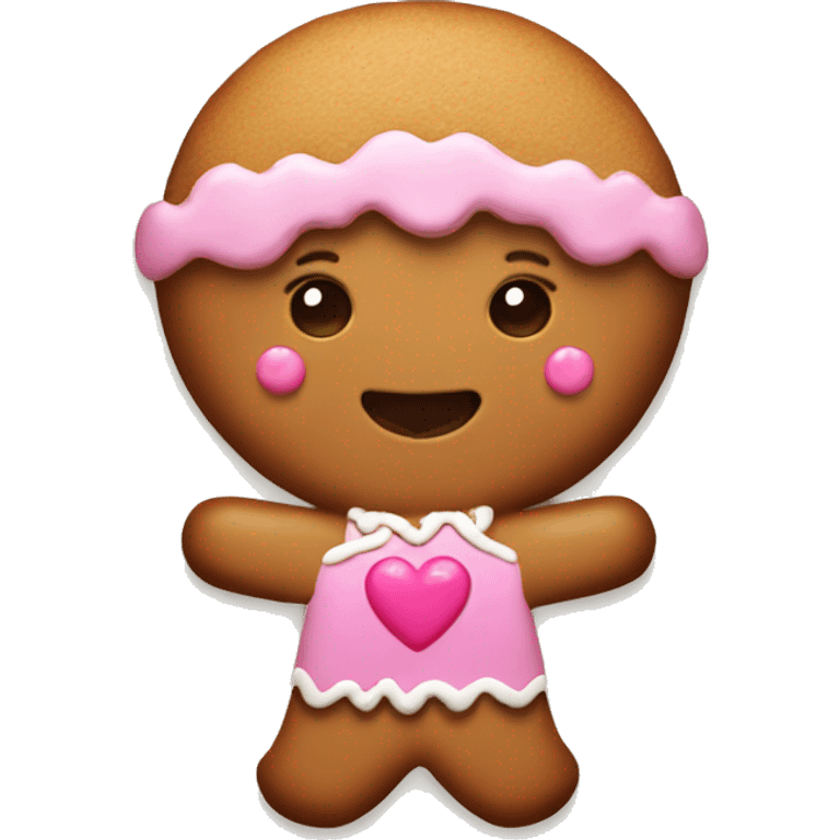 Gingerbread women with cute pink heart as a halo emoji