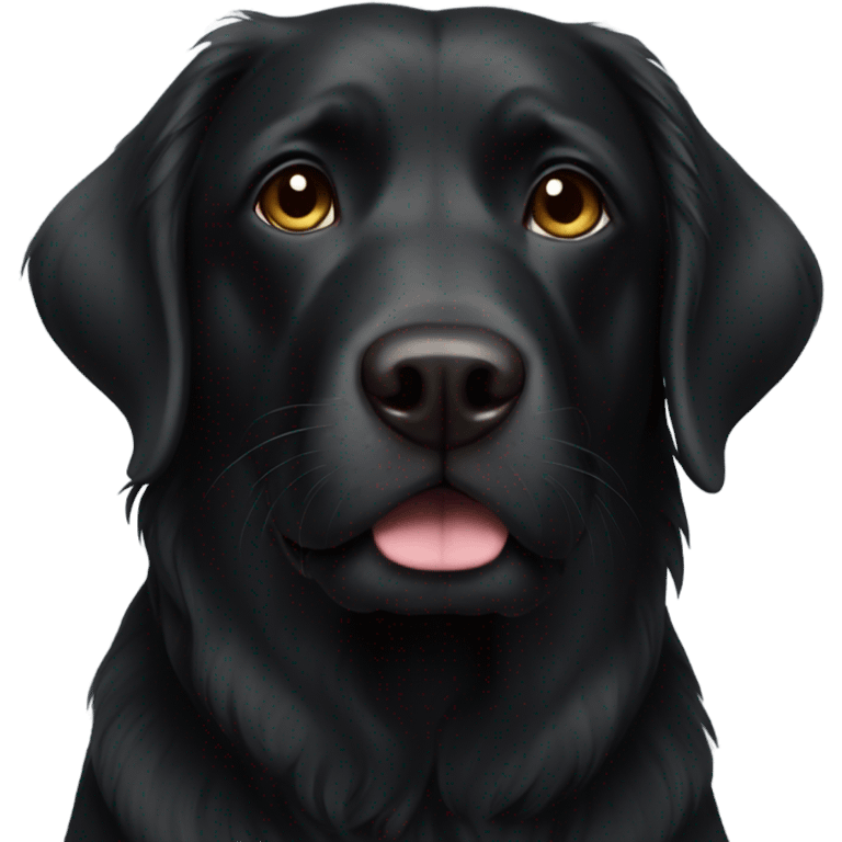 Black long hair lab dog emoji