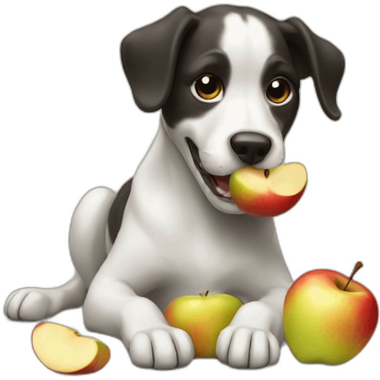 Dog eating apple emoji