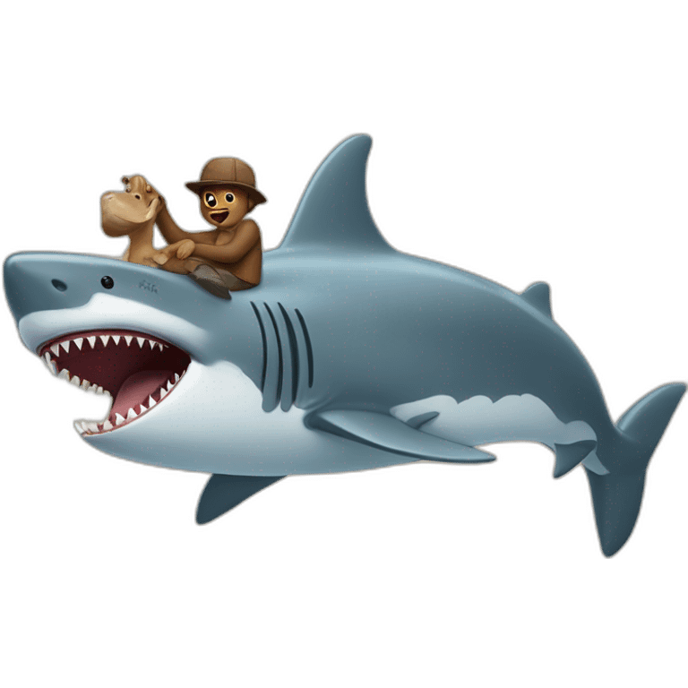 Grizzly bear riding a shark emoji