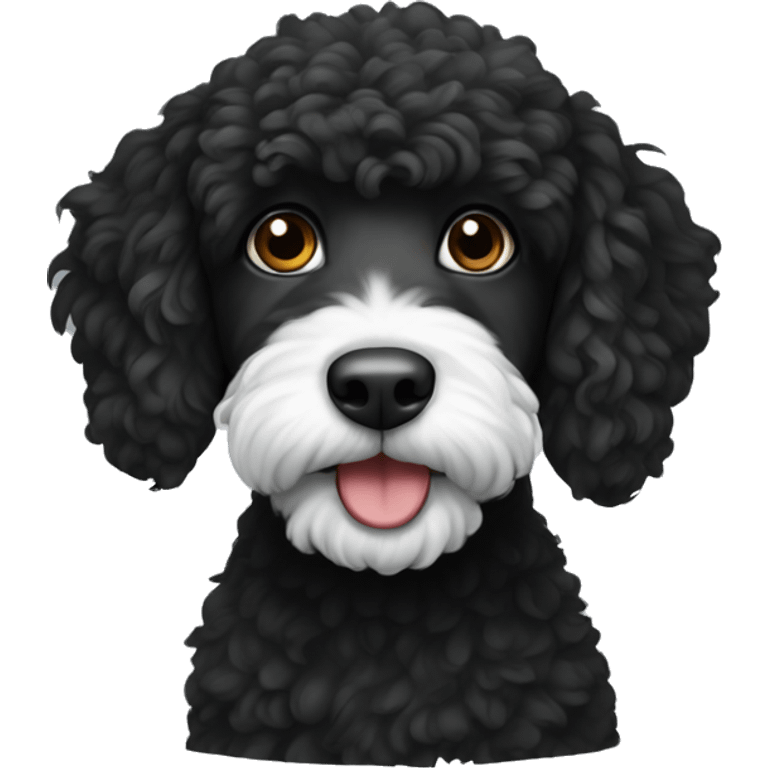 Bernadoodle black with white near mouth sitting emoji