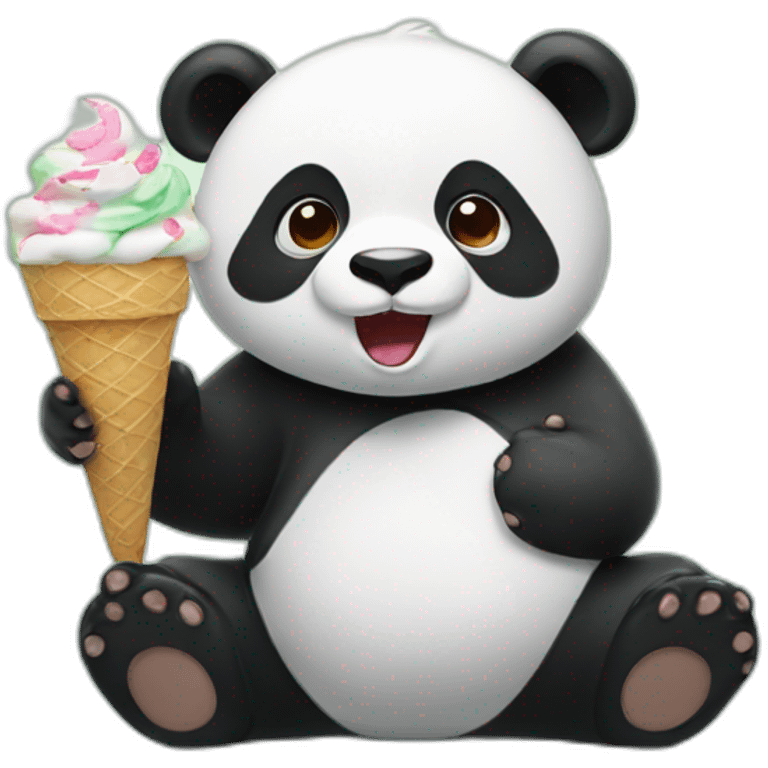 Panda eating ice cream emoji