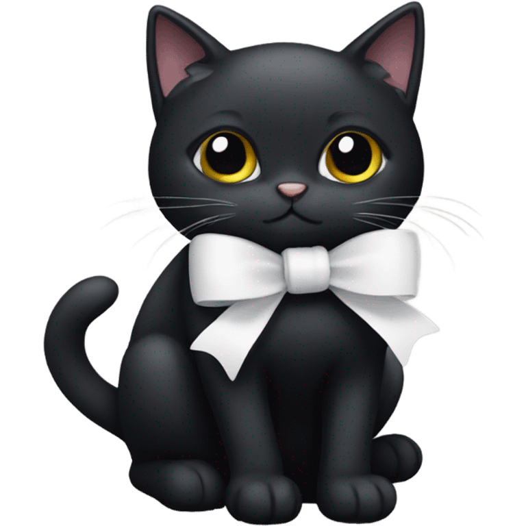 black cat with a white bow emoji