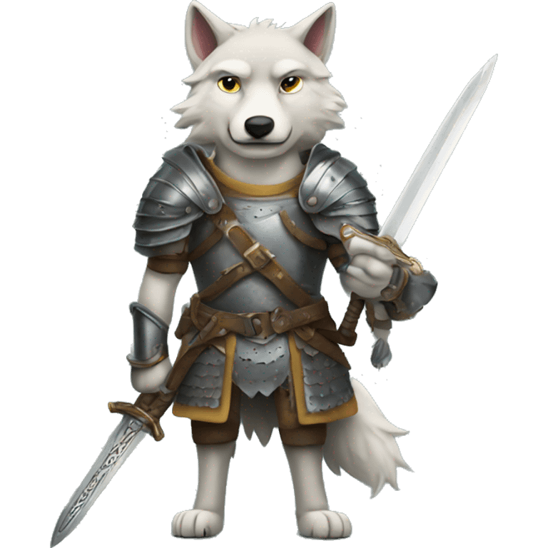 Wolf with sword and armor emoji