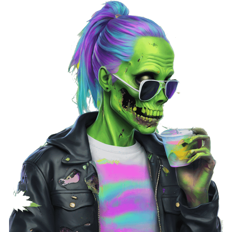 420 .Zombie_ Vaporwave black holographic oilslick zombie unicorn smoking yellow caution tape hemp leaves emoji