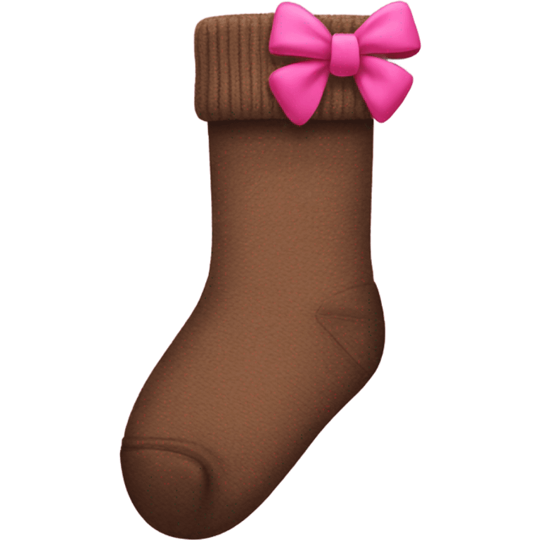 Brown socks with a pink bow emoji