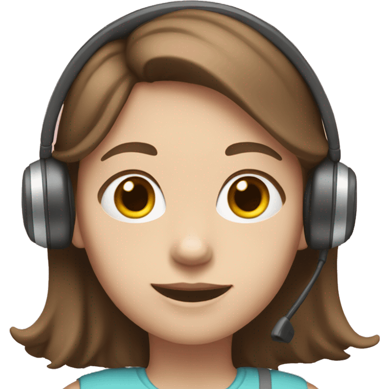 girl with brown hair, pale skin tone with a pink headset emoji