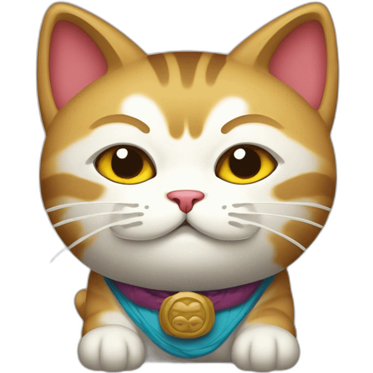 Gato estilo maneki neko con ojo nazar en la panza emoji