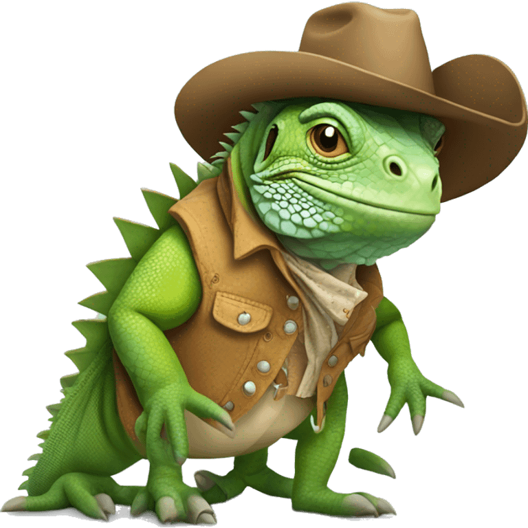 iguana wearing cowboy boots emoji