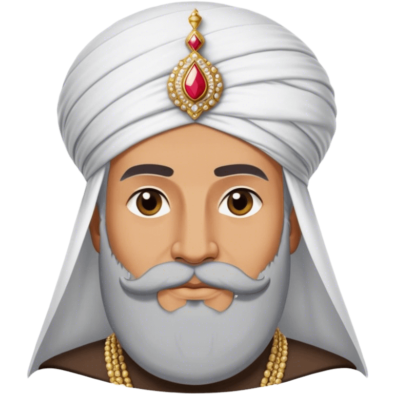 ​Cinematic Realistic Portrait of Suleiman the Magnificent, depicted as a regal Ottoman sultan adorned with a large, white, round, tall turban and a majestic grey beard, his commanding gaze bathed in warm, historic lighting that exudes timeless authority and grandeur, emoji