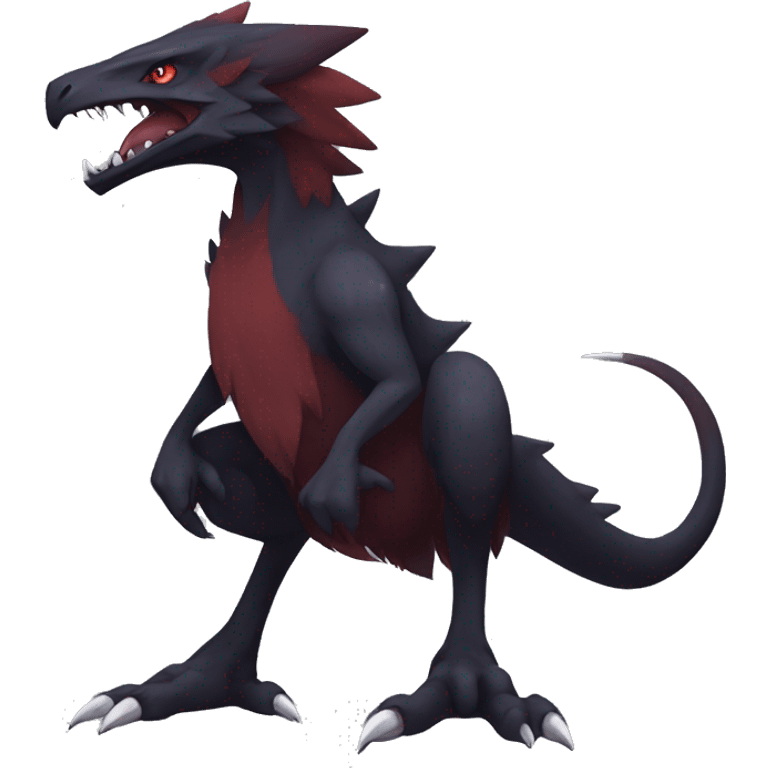 cool edgy black and maroon Dark-type nargacuga Salandite Vernid Sergal Pokémon full body by LiLaiRa, by Falvie emoji